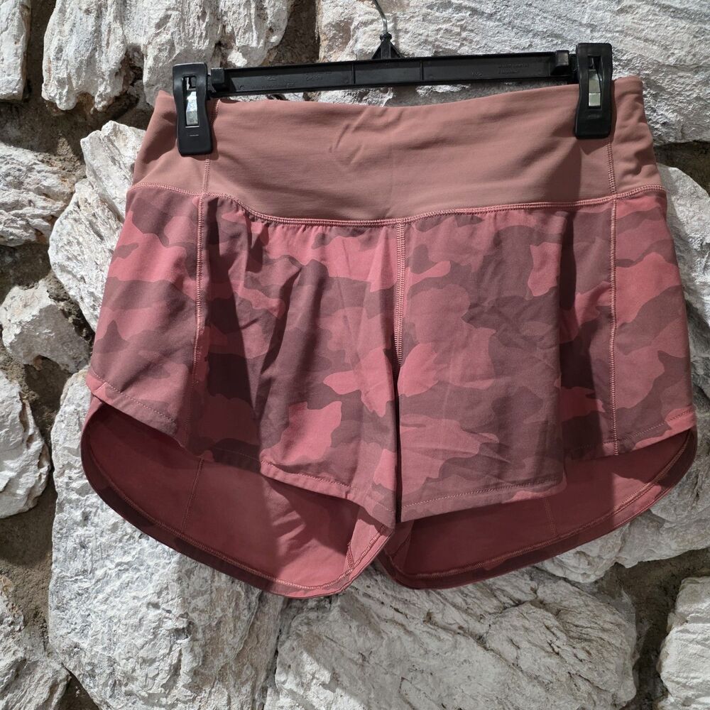 Lululemon 4 Speed Up Mid-Rise Lined Short 4" Heritage 365 Camo Smoky Red Night